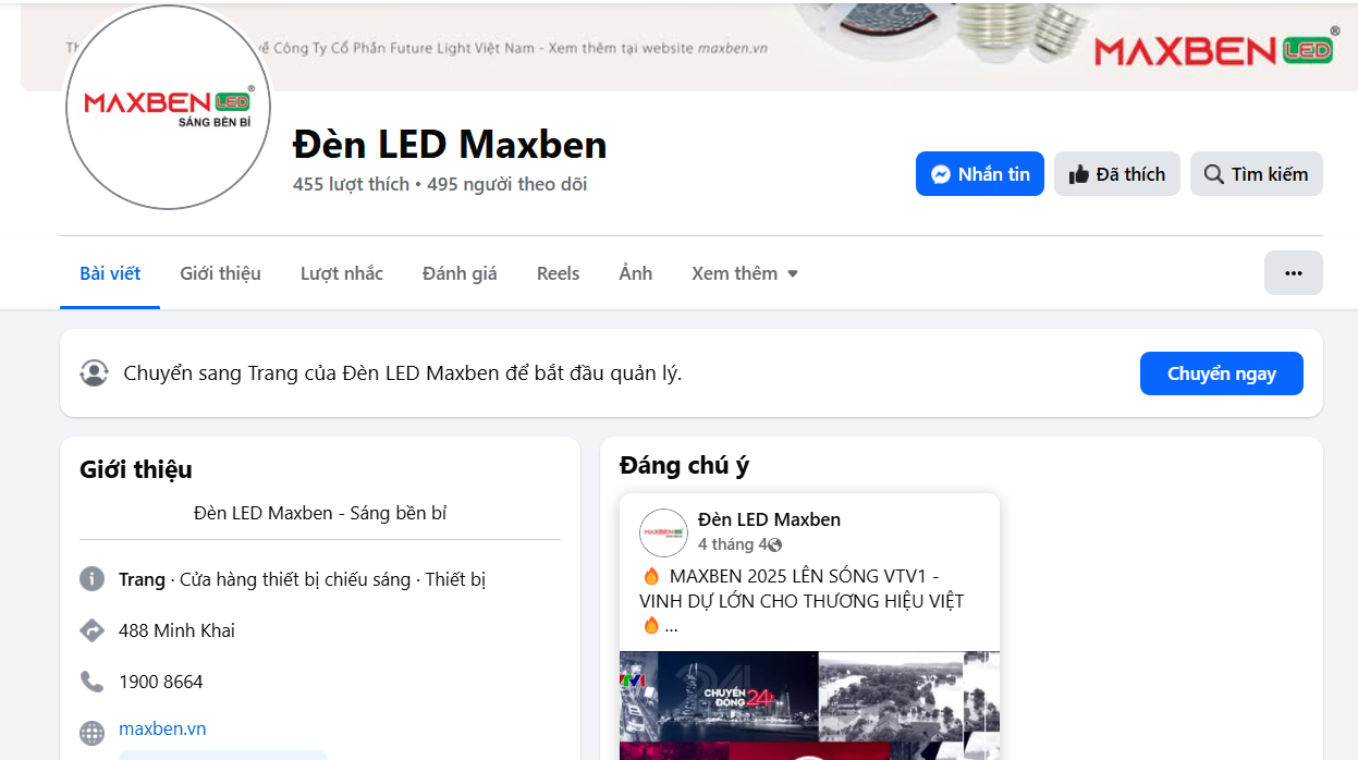 Fanpage chính thức của Maxben LED.