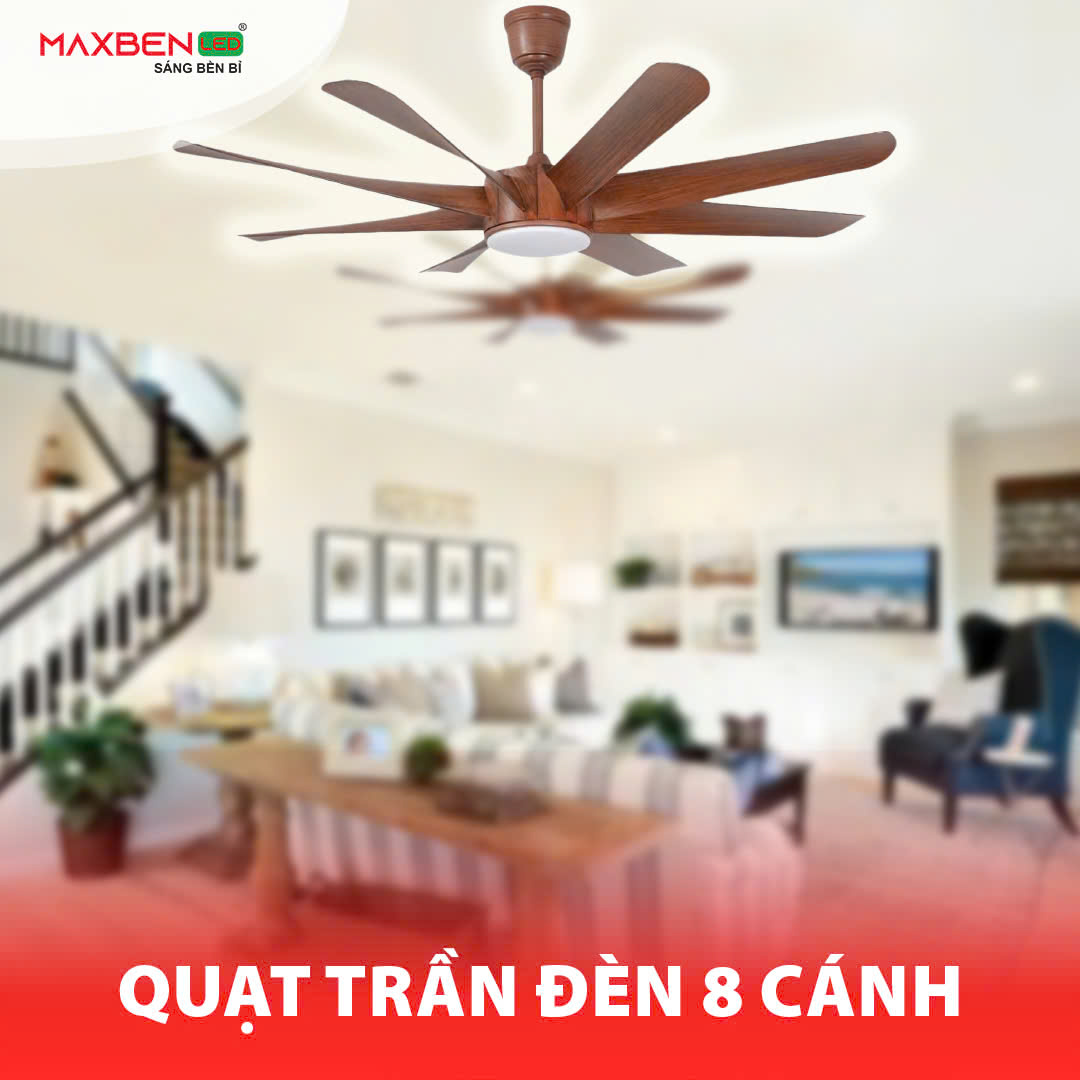 Quạt trần đèn 8 cánh Maxben