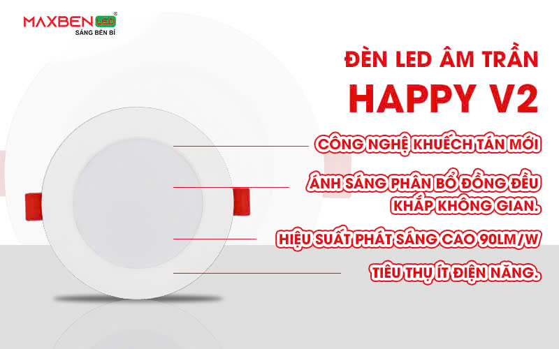 Đèn âm trần Happy V2 - Thắp sáng cho mọi gia đình Việt