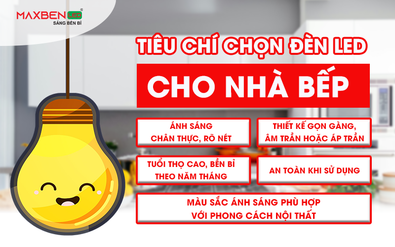 Tiêu chí chọn đèn LED cho nhà bếp.